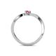 4 - Lucie 4.10 mm Bold Round Pink Tourmaline and Diamond 2 Stone Promise Ring 