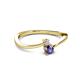 2 - Lucie 4.10 mm Bold Round Iolite and Diamond 2 Stone Promise Ring 