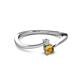 2 - Lucie 4.10 mm Bold Round Citrine and Diamond 2 Stone Promise Ring 