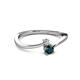 2 - Lucie 4.10 mm Bold Round Diamond and London Blue Topaz 2 Stone Promise Ring 