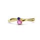 1 - Lucie 4.10 mm Bold Round Blue and Pink Sapphire 2 Stone Promise Ring 