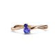 1 - Lucie 4.10 mm Bold Round Blue Sapphire and Tanzanite 2 Stone Promise Ring 