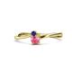 1 - Lucie 4.10 mm Bold Round Blue Sapphire and Pink Tourmaline 2 Stone Promise Ring 