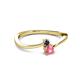 2 - Lucie 4.10 mm Bold Round Blue Sapphire and Pink Tourmaline 2 Stone Promise Ring 