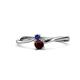 1 - Lucie 4.10 mm Bold Round Blue Sapphire and Red Garnet 2 Stone Promise Ring 