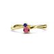 1 - Lucie 4.10 mm Bold Round Blue Sapphire and Rhodolite Garnet 2 Stone Promise Ring 
