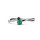 1 - Lucie 4.10 mm Bold Round Blue Sapphire and Emerald 2 Stone Promise Ring 