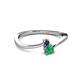 2 - Lucie 4.10 mm Bold Round Blue Sapphire and Emerald 2 Stone Promise Ring 