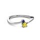 2 - Lucie 4.10 mm Bold Round Blue and Yellow Sapphire 2 Stone Promise Ring 