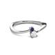 2 - Lucie 4.10 mm Bold Round Blue and White Sapphire 2 Stone Promise Ring 