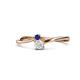1 - Lucie 4.10 mm Bold Round Blue and White Sapphire 2 Stone Promise Ring 