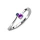 3 - Lucie 4.10 mm Bold Round Blue Sapphire and Amethyst 2 Stone Promise Ring 