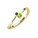 3 - Lucie 4.10 mm Bold Round Blue Sapphire and Peridot 2 Stone Promise Ring 