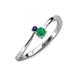 3 - Lucie 4.10 mm Bold Round Blue Sapphire and Emerald 2 Stone Promise Ring 