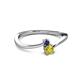 2 - Lucie 4.10 mm Bold Round Blue Sapphire and Yellow Diamond 2 Stone Promise Ring 