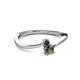 2 - Lucie 4.10 mm Bold Round Blue Sapphire and Lab Created Alexandrite 2 Stone Promise Ring 