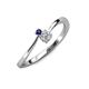 3 - Lucie 4.10 mm Bold Round Blue Sapphire and Lab Grown Diamond 2 Stone Promise Ring 