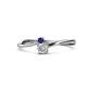 1 - Lucie 4.10 mm Bold Round Blue Sapphire and Diamond 2 Stone Promise Ring 