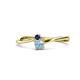 1 - Lucie 4.10 mm Bold Round Blue Sapphire and Aquamarine 2 Stone Promise Ring 