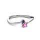 2 - Lucie 4.10 mm Bold Round Blue and Pink Sapphire 2 Stone Promise Ring 