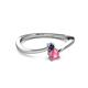2 - Lucie 4.10 mm Bold Round Blue Sapphire and Pink Tourmaline 2 Stone Promise Ring 