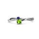 1 - Lucie 4.10 mm Bold Round Blue Sapphire and Peridot 2 Stone Promise Ring 