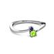 2 - Lucie 4.10 mm Bold Round Blue Sapphire and Peridot 2 Stone Promise Ring 