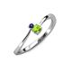 3 - Lucie 4.10 mm Bold Round Blue Sapphire and Peridot 2 Stone Promise Ring 