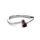 2 - Lucie 4.10 mm Bold Round Blue Sapphire and Red Garnet 2 Stone Promise Ring 
