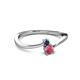 2 - Lucie 4.10 mm Bold Round Blue Sapphire and Rhodolite Garnet 2 Stone Promise Ring 