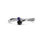 1 - Lucie 4.10 mm Bold Round Blue Sapphire and Black Diamond 2 Stone Promise Ring 