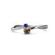 1 - Lucie 4.10 mm Bold Round Blue Sapphire and Smoky Quartz 2 Stone Promise Ring 