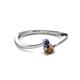 2 - Lucie 4.10 mm Bold Round Blue Sapphire and Smoky Quartz 2 Stone Promise Ring 