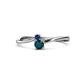 1 - Lucie 4.10 mm Bold Round Blue Sapphire and London Blue Topaz 2 Stone Promise Ring 