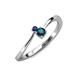 3 - Lucie 4.10 mm Bold Round Blue Sapphire and London Blue Topaz 2 Stone Promise Ring 