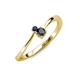 3 - Lucie 4.10 mm Bold Round Blue Sapphire and Black Diamond 2 Stone Promise Ring 