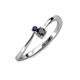 3 - Lucie 4.10 mm Bold Round Blue Sapphire and Black Diamond 2 Stone Promise Ring 