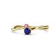 1 - Lucie 4.10 mm Bold Round Pink and Blue Sapphire 2 Stone Promise Ring 