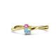 1 - Lucie 4.10 mm Bold Round Pink Sapphire and Aquamarine 2 Stone Promise Ring 