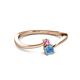 2 - Lucie 4.10 mm Bold Round Pink Sapphire and Blue Topaz 2 Stone Promise Ring 