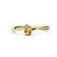 1 - Lucie 4.10 mm Bold Round Pink Sapphire and Citrine 2 Stone Promise Ring 