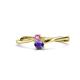 1 - Lucie 4.10 mm Bold Round Pink Sapphire and Iolite 2 Stone Promise Ring 