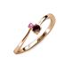 3 - Lucie 4.10 mm Bold Round Pink Sapphire and Red Garnet 2 Stone Promise Ring 