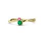 1 - Lucie 4.10 mm Bold Round Pink Sapphire and Emerald 2 Stone Promise Ring 