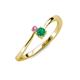 3 - Lucie 4.10 mm Bold Round Pink Sapphire and Emerald 2 Stone Promise Ring 