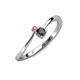 3 - Lucie 4.10 mm Bold Round Pink Sapphire and Black Diamond 2 Stone Promise Ring 