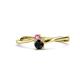 1 - Lucie 4.10 mm Bold Round Pink Sapphire and Black Diamond 2 Stone Promise Ring 