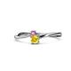 1 - Lucie 4.10 mm Bold Round Pink and Yellow Sapphire 2 Stone Promise Ring 