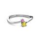 2 - Lucie 4.10 mm Bold Round Pink and Yellow Sapphire 2 Stone Promise Ring 
