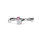 1 - Lucie 4.10 mm Bold Round Pink and White Sapphire 2 Stone Promise Ring 